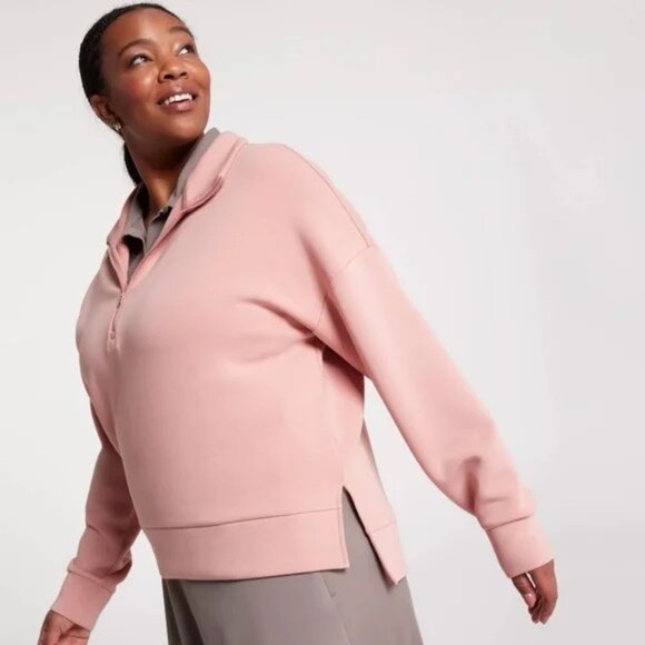 Calia Soft Scuba Golf 1/4 Zip Crop Pullover Top Sweatshirt - Picture 2 of 11